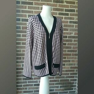 Grace Dane Lewis Zip Up Cardigan Houndstooth 2X